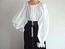Renaissance Period Standard or Full Length Noblewoman's Chemise with Laced Sleeves and Ruffled Neckline in Linen or Cotton